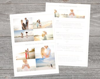 Photography pricing template, photography template, photography price and packages template, pricing guide template for photographers