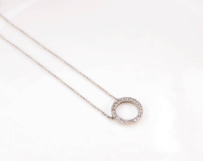 Diamond Circle Necklace Wedding Pendant Bridal Gift Idea Girlfriend Present 18" Necklace Little Girl Gift Teen Cheap Jewellery CZ Pendant