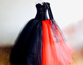 Halloween Vampire Bride Costume Red/Black includes Free Gloves Various Sizes