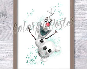 Frozen Wall Art olaf print olaf watercolor nursery printable art frozen poster Frozen Wall Art olaf print olaf watercolor nursery printable art frozen poster