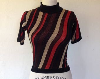 1980s Metallic striped knit top