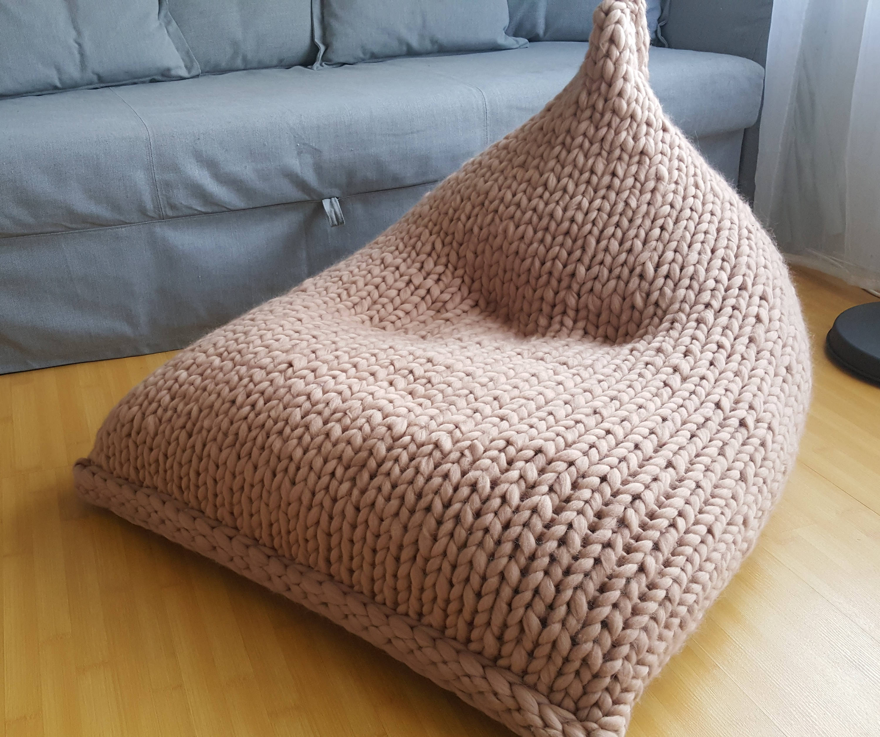 Chunky merino wool grey Knitted Kids / Adult bean bag