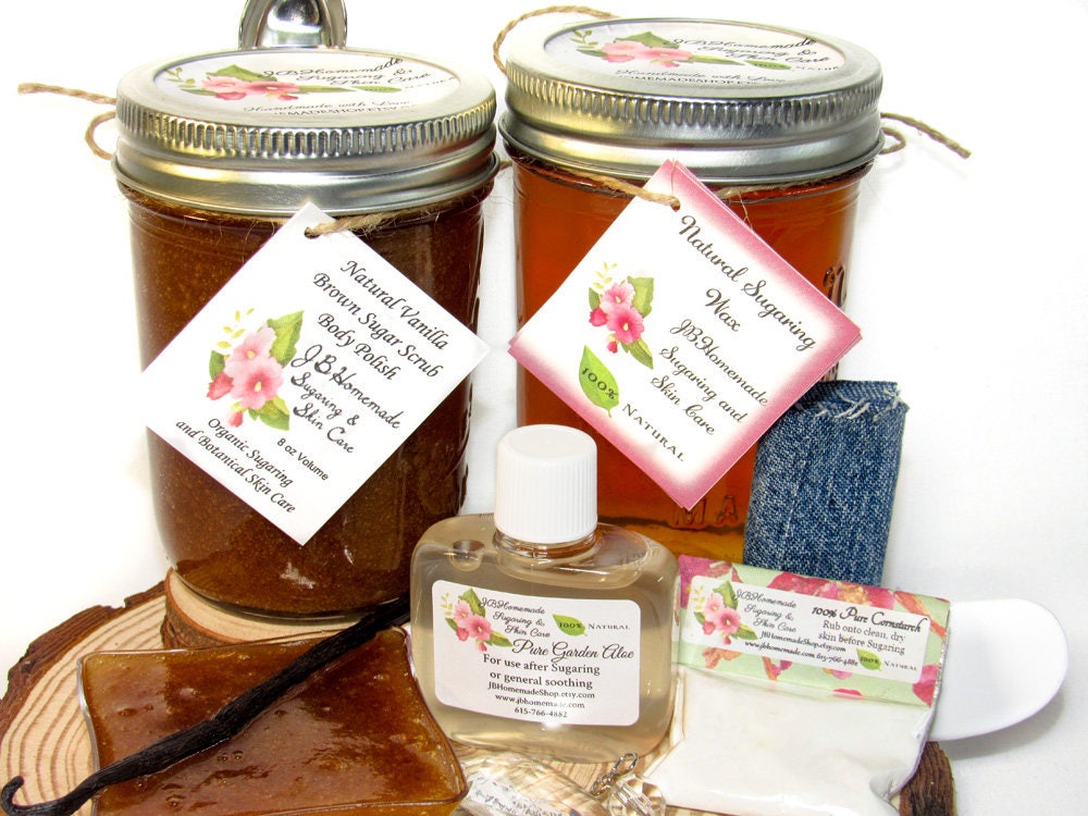 Sugaring Hair Removal Set with Vanilla Brown Sugar Scrub