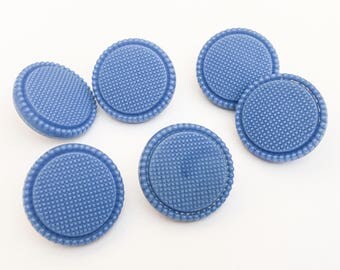 Blue vintage glass button lot-6pc