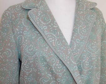 summer sale Vintage coat green 60s 70s paisley floral print coat jacket size large to XL extra large