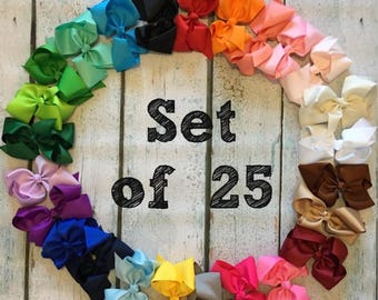 10% OFF!! 6-inch bows - Set of 25- Bow Clips, Alligator Clips, Girl Bows, Cheap Bows, Baby Bows, Dollar Bows, Little Girl Bows, Hair Bows