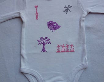 Bodysuit 3 months with nature pattern