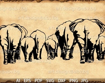 Vector ELEPHANTS /one object/, AI, eps, pdf, svg, dxf, png, jpg Download, graphical, animal, figuration, discount coupons