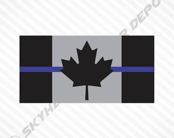 Subdued Canadian Flag Thin Blue Line Sticker Vinyl Decal Police Law Enforcement RCMP Canada Maple Leaf Sticker Macbook Laptop Car Sticker