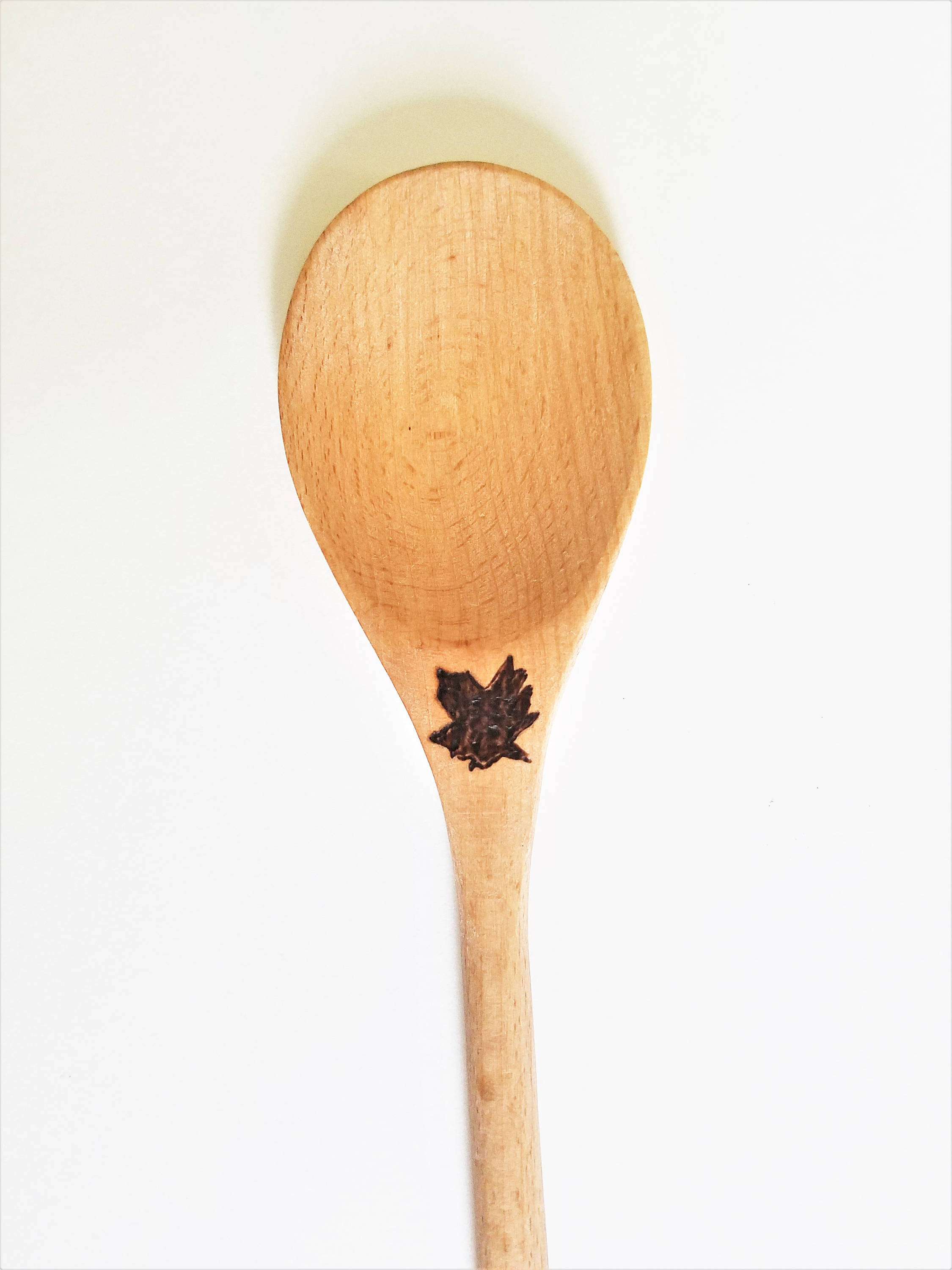 Wood spoon leaf design Pyrography rustic decor kitchen