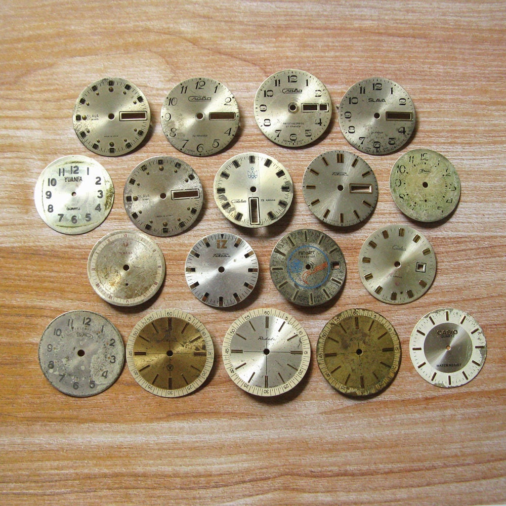 18 pcs Vintage Watch Faces, Altered Art Gear, Classic Watch Faces, Old