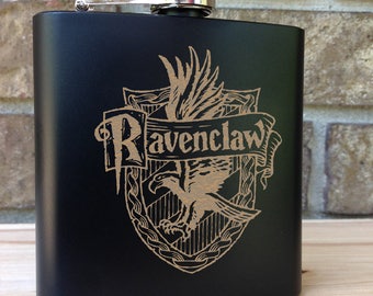 Ravenclaw House Coat of Arms - Harry Potter Themed Engraved Single Flask - Wedding Gift - Bridal Gift - Grooms Gift - Birthday Gift - USA