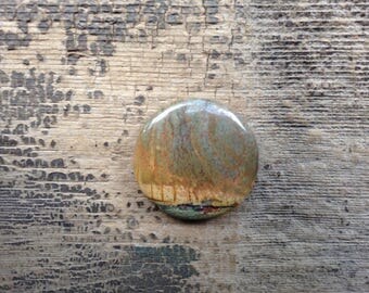Cherry Creek Jasper Cabochon - Circular - Green, Yellow and Blue
