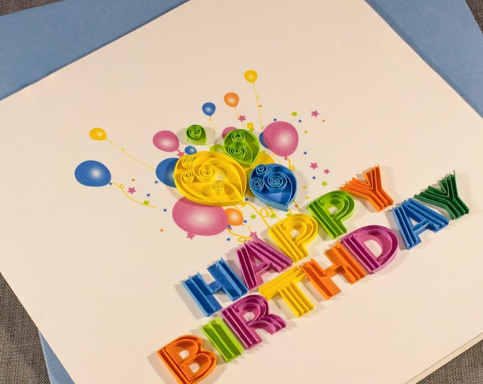 3D Blank Quilled Card Happy Birthday Quilling Card