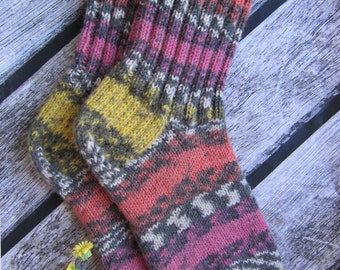 knitted socks knit warm socks knitted women socks funny christmas socks soft warm wool socks hand knit colorful socks wool Casual Socks warm