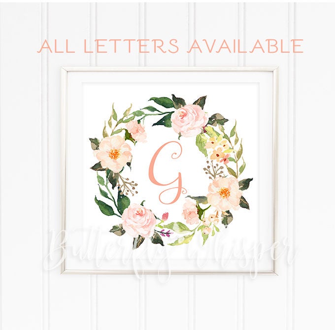 Monogram baby letter for wall printable Nursery initials