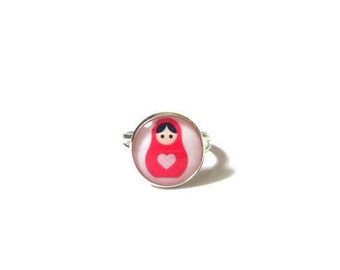 KIDS RING - Matryoshka Doll ring - russian jewelry - Adjustable Ring - little girl Ring - flower girl gift - Kids jewelry - birthday gift