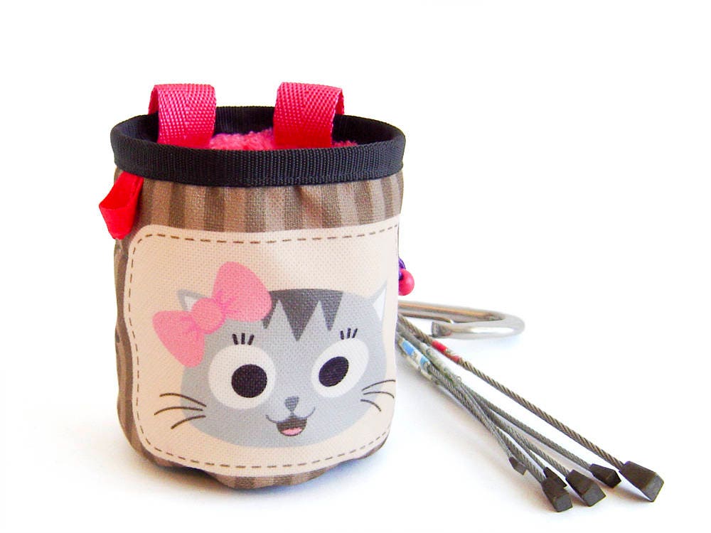 Childrens Chalk Bag Climbing, Children's Chalk Bag Handmade, Cat Chalk