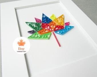 Canada 150 Maple Leaf Art, Quilling Canada 150, Canada 150 Canvas, Quilling Maple Leaf Art, Paper Quilled Maple Leaf, Canada 150 Leaf Art