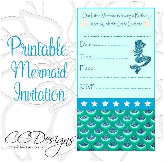 Mermaid Invitations Free Printable 1