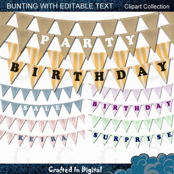 6 Buntings with Editable Text - Clipart Collection from ...