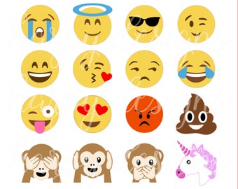 Emoji SVG, Emojis SVG, Poop Emoji Svg, Unicorn Emoji Svg, Monkey Emoji Svg, Eps, Svg, Files, Htv designs