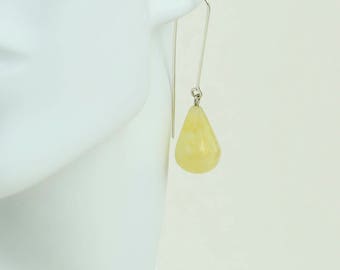 Handmade Baltic Amber Earrings. Long Earrings. Milky White Amber Earrings. Amber Jewelry. Women Earrings. Amber Gift. Gift for Her.