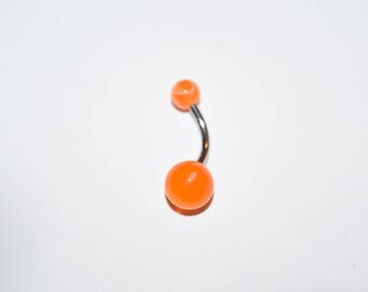 Orange Acrylic Wave Ball Navel Ring, Navel Piercing, Belly Button Ring Piercing