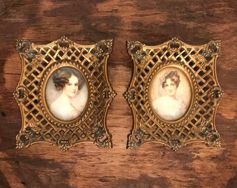 Vintage Cameo Creations Set of 2 | Grafin Szchenyi-Seilern by M.M. Daffinger & Portrait de Jeune Femme by Jean Baptist Isabey