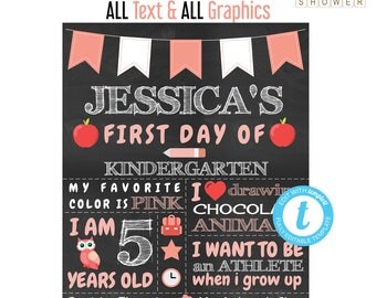 First Day of School Sign, 1st Day of School Chalkboard Template, Reusable, ANY AGE & GRADE, Kindergarten Back to School Sign 16x20 8x10, bts
