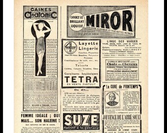 Old French Newspaper Ads Advertisements Paris Newsprint