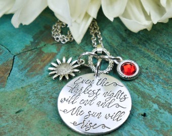Les Miserable Jewelry, Even the darkest nights will end and the sun will rise, Hope Strength necklace, book literary lover, recovery gift