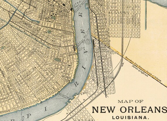 Vintage map of New Orleans-Instant Digital Download.Old map of