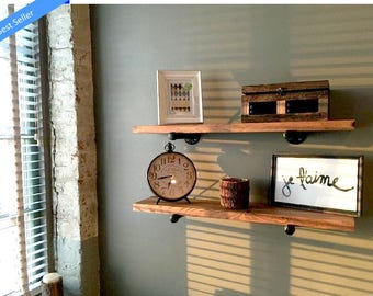 Floating Shelves, Industrial Floating Shelf, Wall Shelf, Nursery Shelf, Wall Storage, Wooden Shelves, Wood Shelves, Pipe Shelf, Shelving