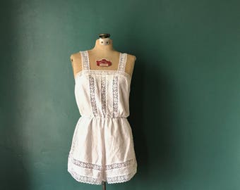 Boho Jumpsuit. Short Jumpsuit. Vintage Playsuit. Halter Romper. Halter Jumpsuit. White Jumpsuit. Boho Cover Up. Summer Jumpsuit