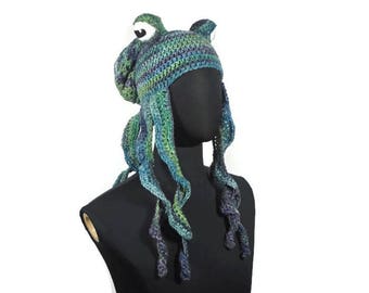 Choose Your Color Crochet Octopus Hat: Octopus Tentacle Stuffed Octopus Fantasy Creatures Sea Creature Under the Sea Hat Crochet Animal Hat