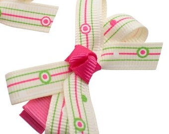 2Pc Toddler hair clips girls hair bows baby girls hair clips hot pink cream hair bow girls bow hair clip kids hair accessory girls bow clips