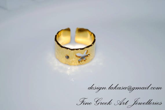 Ring Chevalier Flower Sterling Silver Gold plated Handmade Jewelry Rhinestone Crystal for her birthday for ever friends girl summer time fun