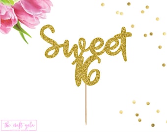 Sweet 16 Cake Topper, Sweet Sixteen, Birthday Cake Topper, Happy 16th Birthday, 16th Birthday Party, Sweet 16 Party Decor, Happy Sweet 16
