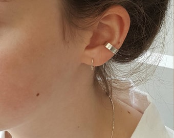 Silver Ear Cuff Smooth Or Textured - Sterling Silver Adjustable No Piercing Ear Cuff - Minimalist Ear Cuff - Handmade In UK