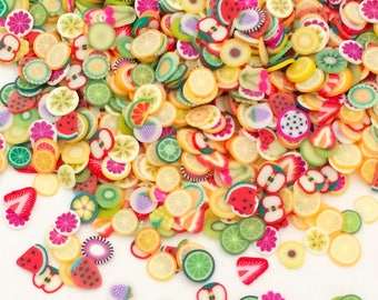 1000 pcs Fruit Polymer Clay Slices Kawaii Nail Decoration Art Small Cabochons Cell Phone Deco