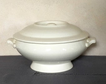 Soupière Sarreguemines Digoin Faience Crème French Soup Tureen ceramic earthenware