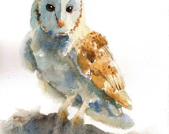 Owl painting , original watercolor art , watercolor owl , owl painting 8*10 inches