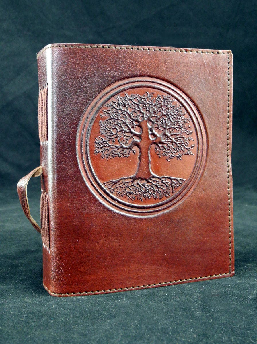 Oak Tree Handmade Leather Journal Diary with HandTooled