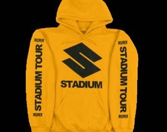 Justin Bieber Purpose Tour | The World Tour Pullover | Stadium tour | Yellow Hoodie