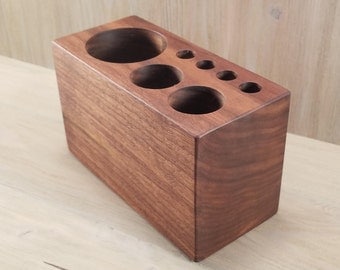 Walnut Desk Caddy-Medium, Pencil Holder, Paint Brush Holder, Desk Organizer