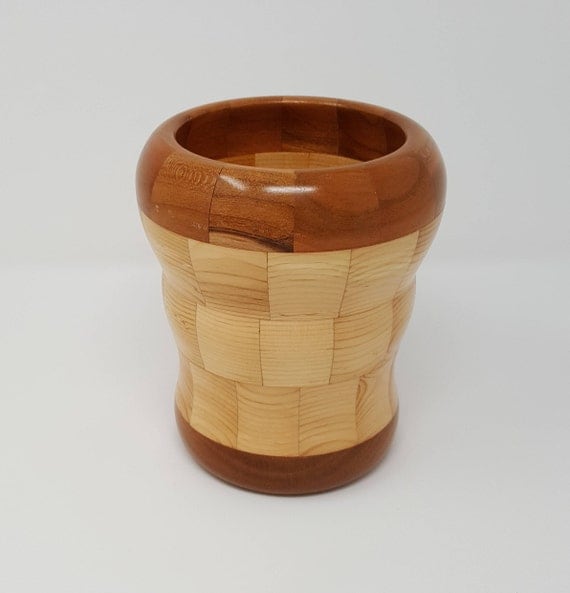 Pine and Cherry Segmented Wood Art Piece.  Handcrafted Wood Natural Unique Gift Idea Decorative Home Decor.