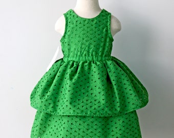 Green Flower Girl Dress, Green Birthday Dress, Toddler Dress, Green Girls Dress, Green Dress, Eyelet Dress, Hawaiian Birthday, Luau Birthday