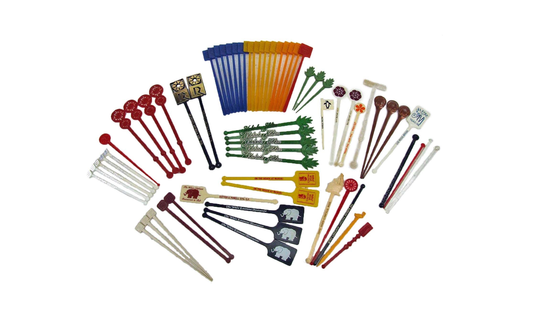 Vintage Large Lot of Retro Kitsch Barware Swizzle Stick Lot