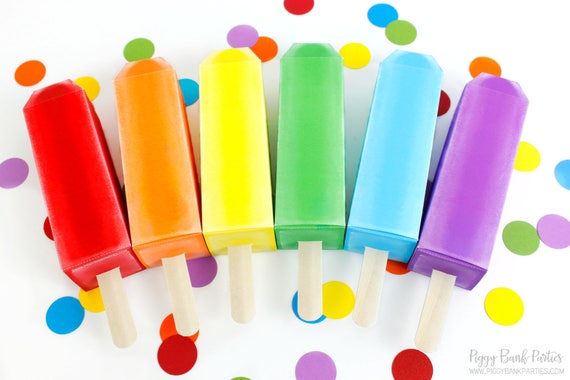 Frozen Pop Favor Box Set : Print at Home Full-Color Template | Ice Pop Gift Box | Rainbow | DIY Printable | Digital File - Instant Download Il_570xn